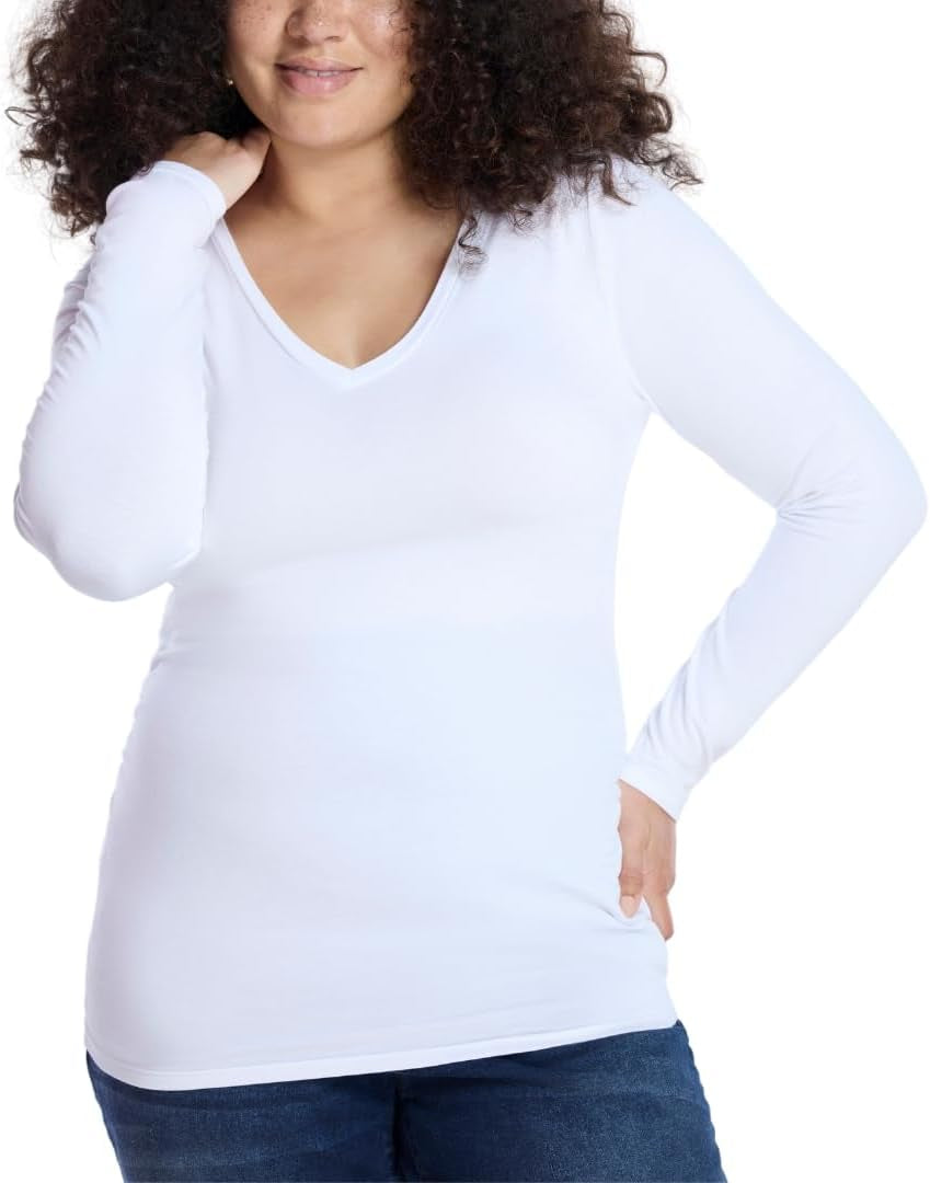 Motherhood Maternity Women'S Long Sleeve V-Neck Side Ruched Tee Shirt