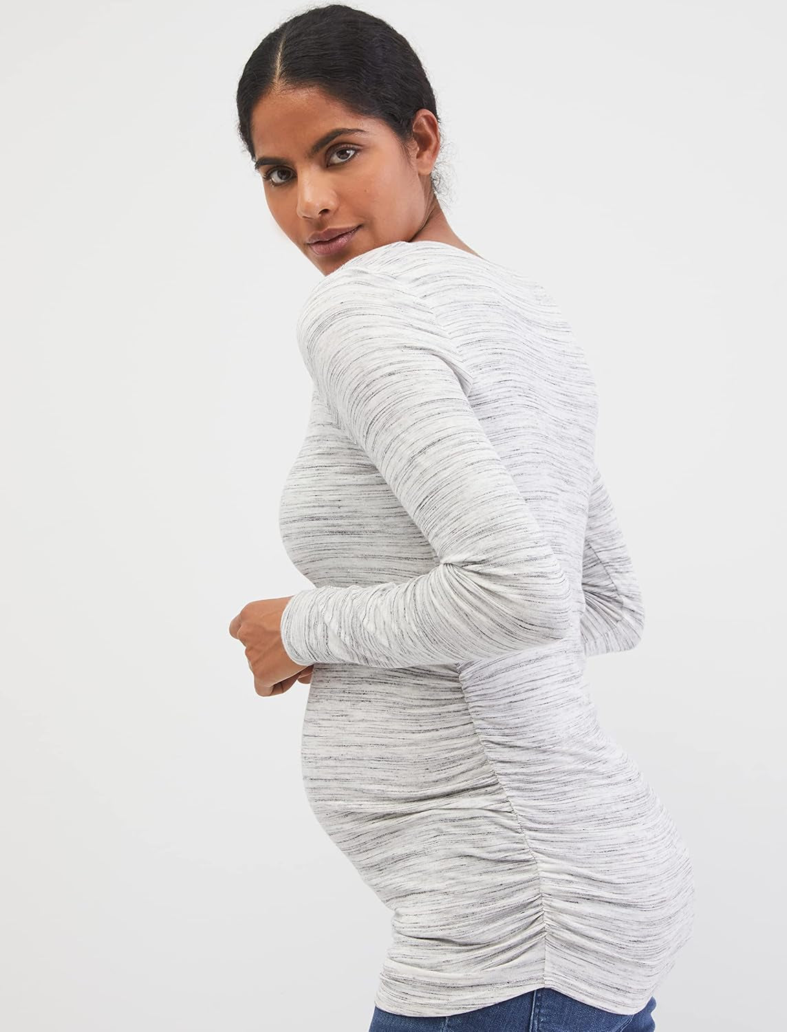 Motherhood Maternity Women'S Long Sleeve V-Neck Side Ruched Tee Shirt