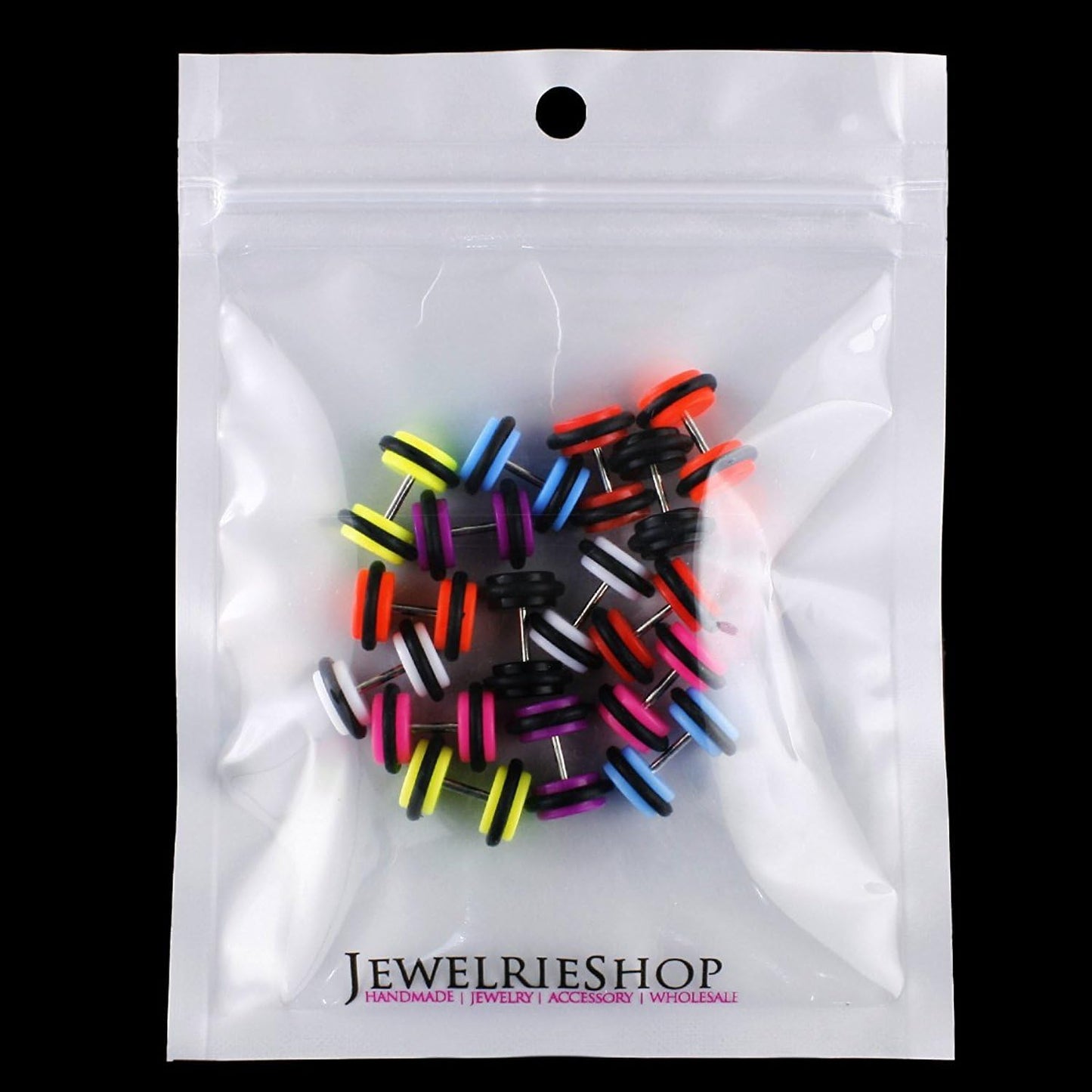 JEWELRIESHOP 8 Pairs Assorted Stainless Steel Acrylic Cheaters Plugs Barbell Expander Screw Stud Earrings, 19 Gauge