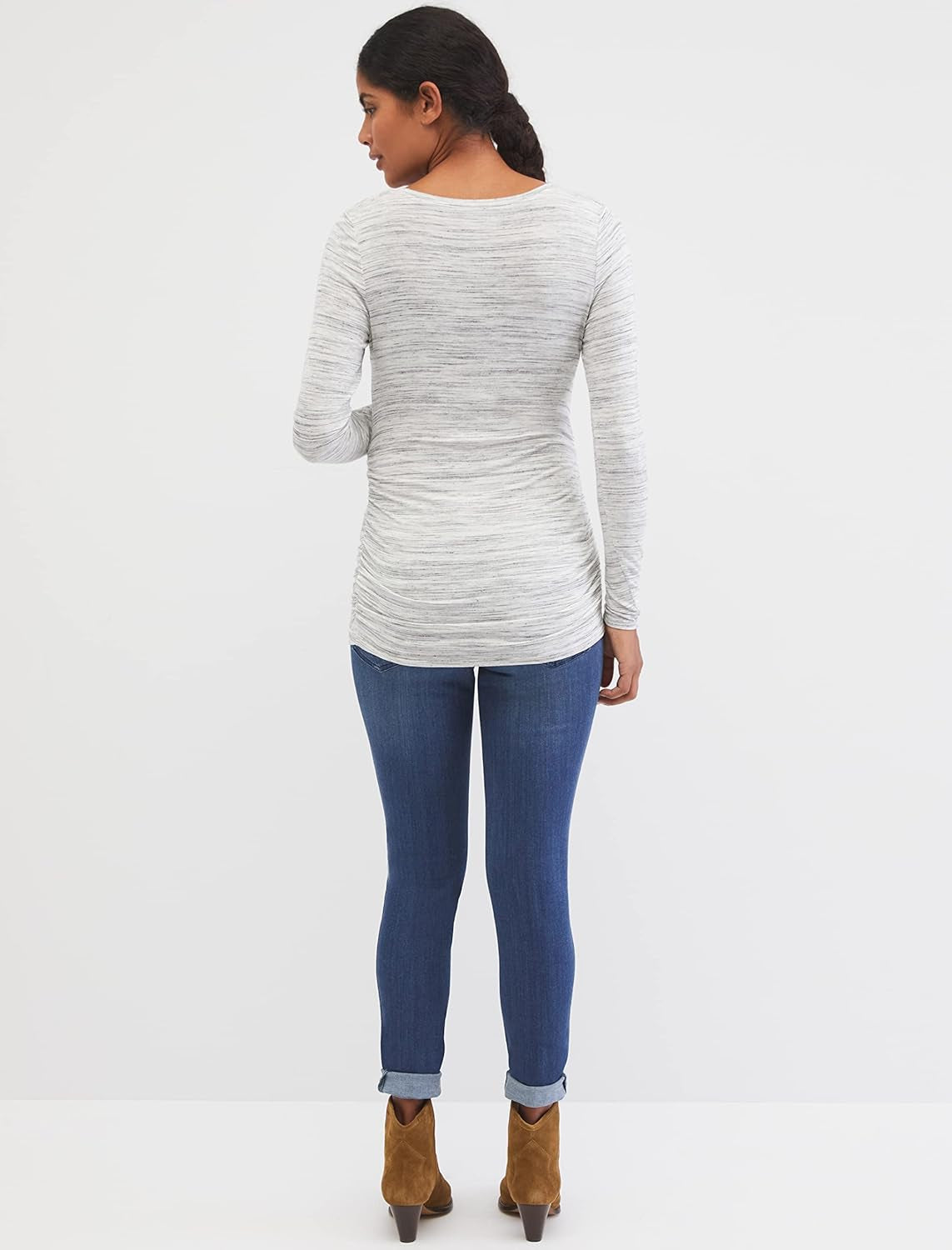 Motherhood Maternity Women'S Long Sleeve V-Neck Side Ruched Tee Shirt