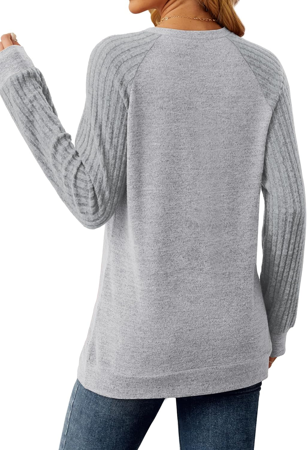 Saloogoe Tunic Sweatshirts for Women Crewneck Lightweight Sweaters Raglan Long Sleeve Shirts Fall Fashion Tops 2024