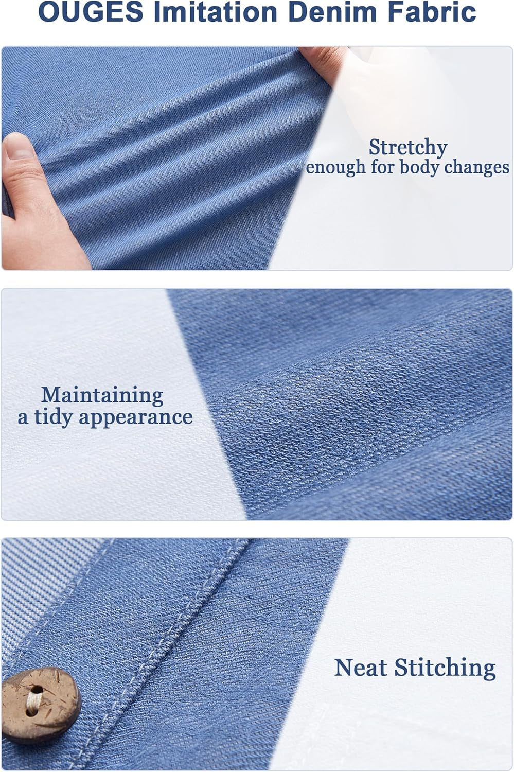 OUGES Womens 2025 Spring Maternity Dress Polo V Neck Sleeveless Ruffle Button Pregnancy Casual Work Dress with Pockets