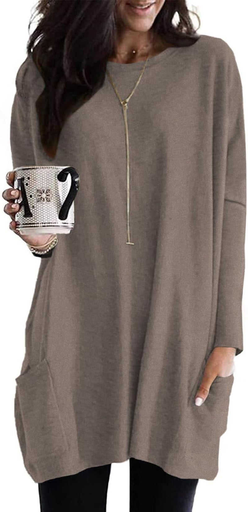 Naggoo Womens Long Sleeve Tunic Tops for Leggings with Pockets Fall Fashion 2025 Casual Long T Shirts