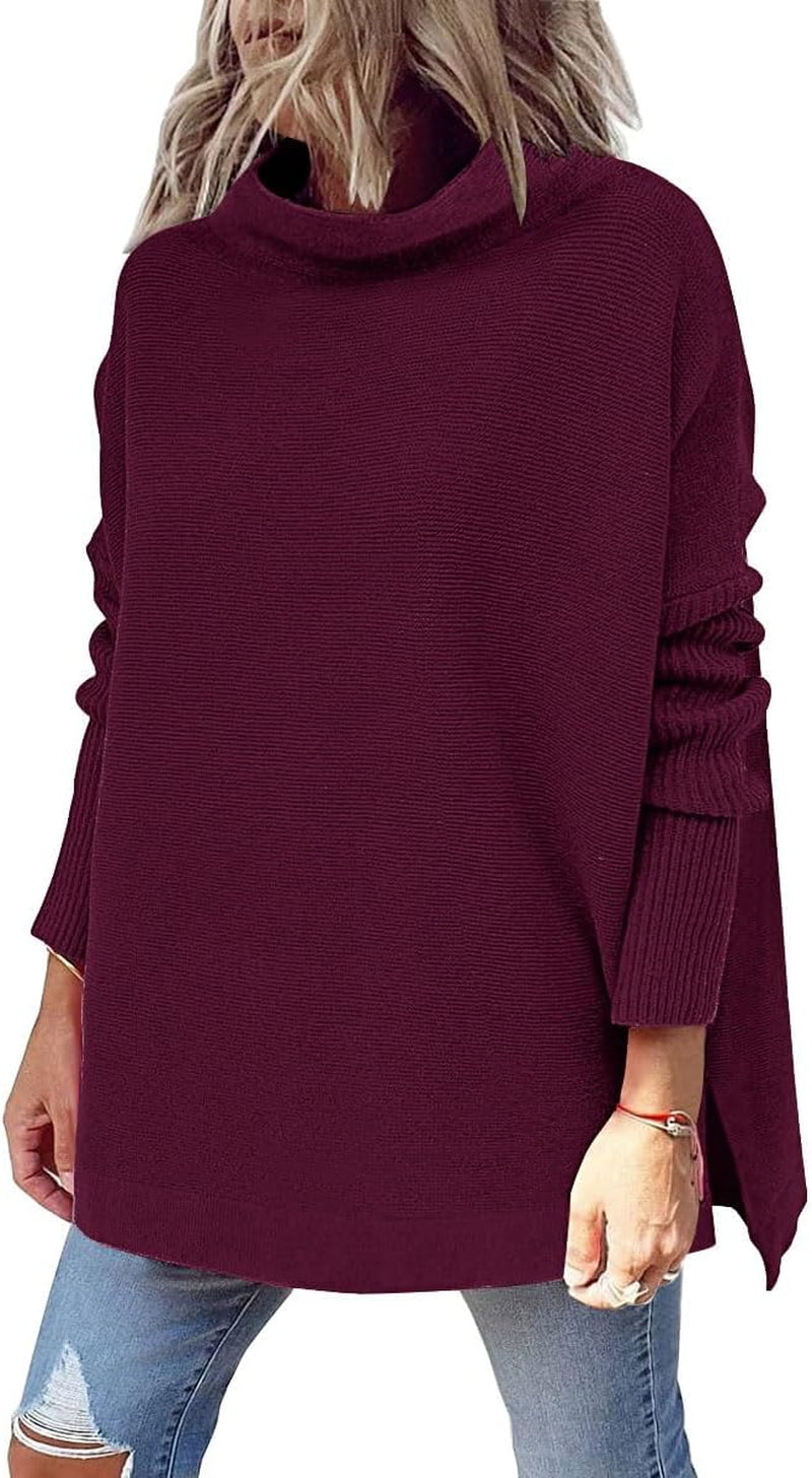 LILLUSORY Women'S Mock Turtleneck Sweater Oversized Long Sleeve Casual Knit Pullover Tunic Tops Wear with Leggings