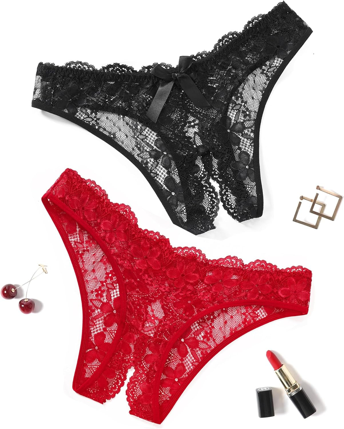 Avidlove Women Lace Panties Floral Lace Briefs Sexy Hollow Out Bow Underwear 1-4 Pack