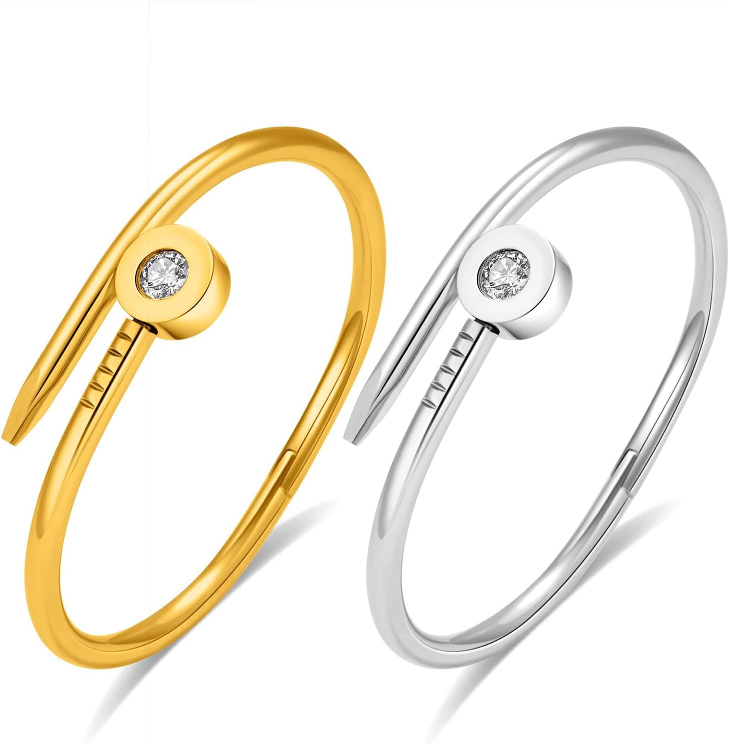 FAFUGA 18 K Gold Plated Double Bangle Bracelet Stack Love Jewelry Set for Women Gift with Box