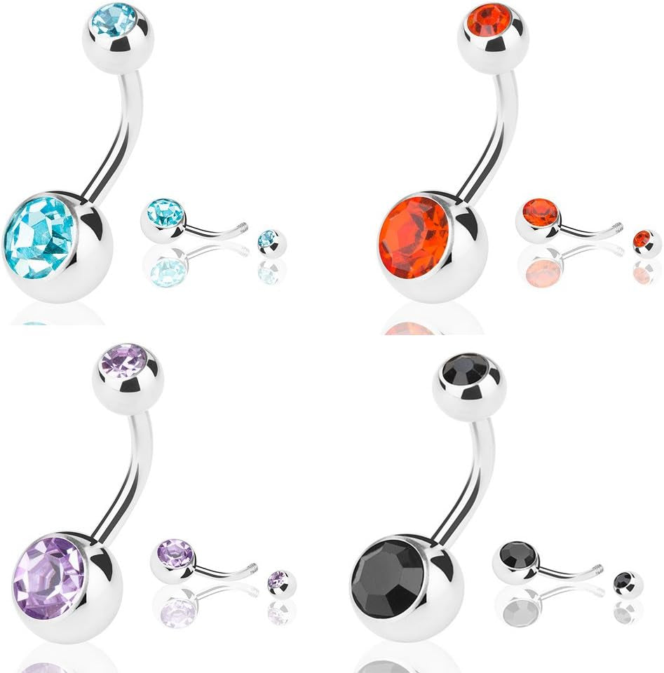 15 PCS Assorted Colors Belly Button Ring Surgical Steel Hypoallergenic Lead and Nickel Free,14 Gauge Navel Piercing Body Jewelry