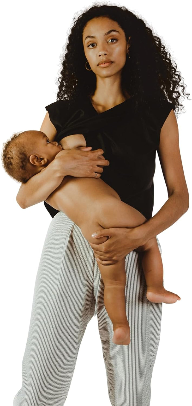 Nursing Blouse Crossover Top – Breastfeeding Tunic Top for Moms | Black or White