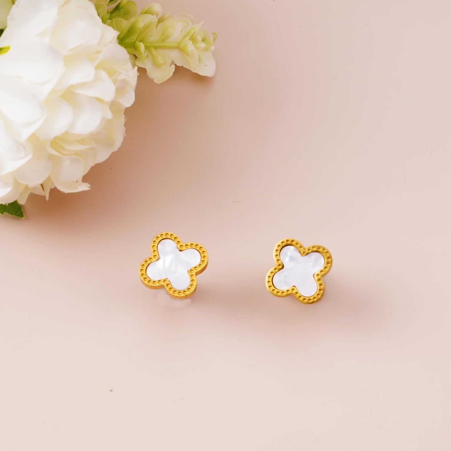 Gold Jewelry Set, Clover Bracelet Clover Necklace Clover Earrings for Women