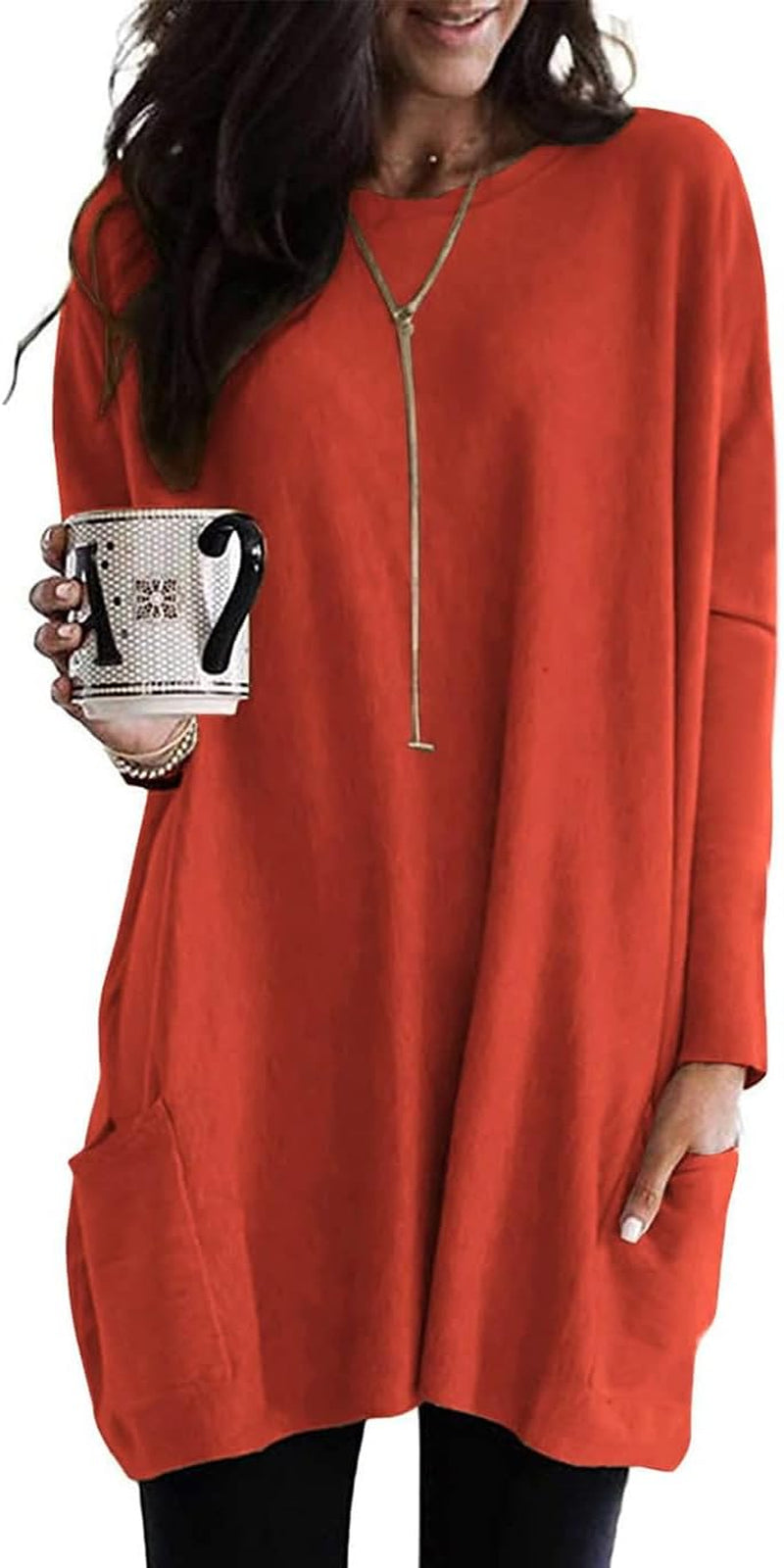 Naggoo Womens Long Sleeve Tunic Tops for Leggings with Pockets Fall Fashion 2025 Casual Long T Shirts