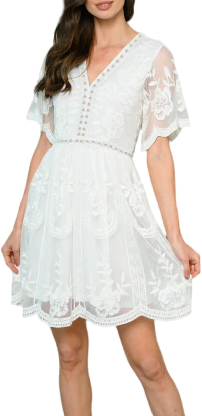 HOYISHION Women'S off the Shoulder Floral Lace Maxi Dress White Bridesmaid Wedding Party Maternity Photoshoot Long Dresses