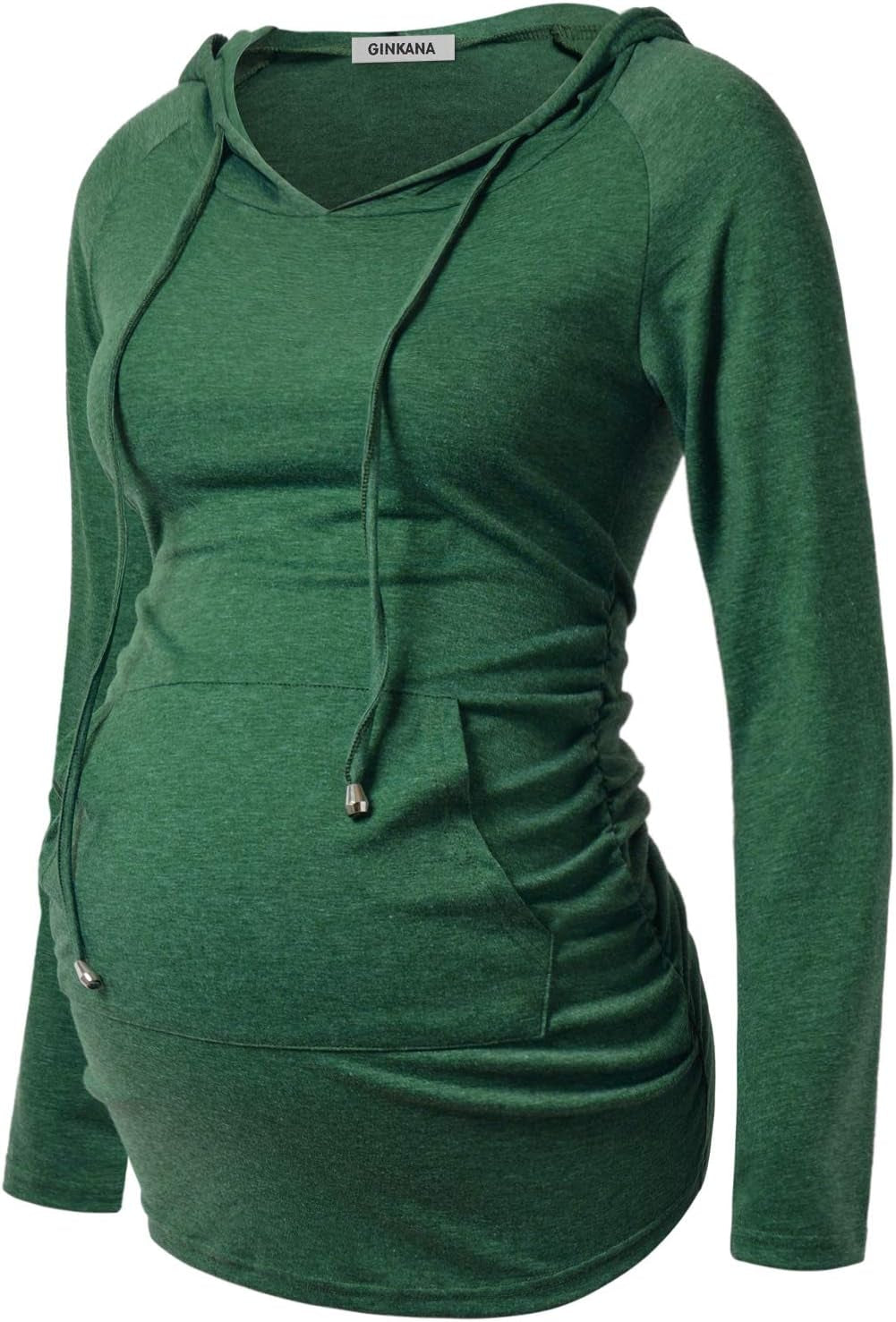 GINKANA Maternity Hoodie Long Sleeves Shirts Casual Maternity Top Pregnancy Sweatshirt Casual Clothes
