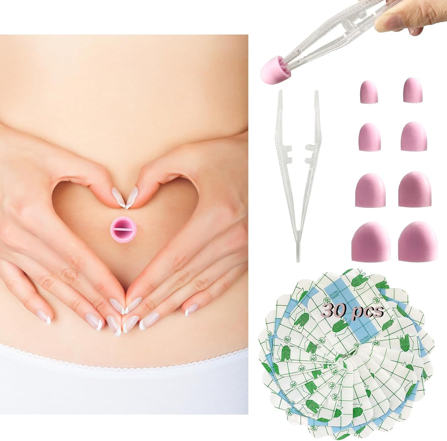 Belly button plug application guide for post surgery use