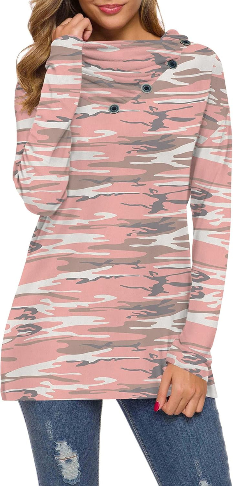 WEACZZY Women'S Long Sleeve Shirts Button Cowl Neck Casual Loose Tunic Tops Blouse Dressy Fall Fashion 2025