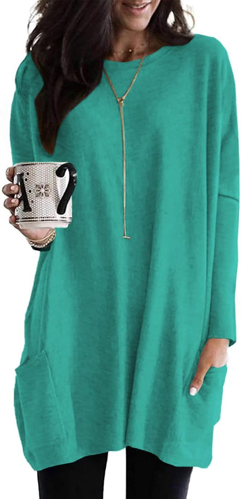 Naggoo Womens Long Sleeve Tunic Tops for Leggings with Pockets Fall Fashion 2025 Casual Long T Shirts