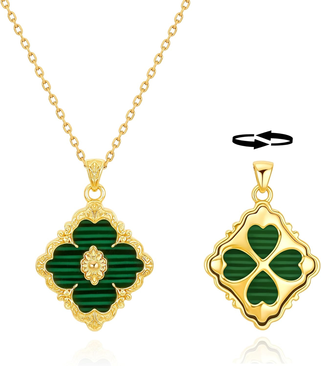 Gold Clover Necklace for Women ,Dainty 14K Gold Plated Pendant Necklace Colorful Clover Pendant Lucky Necklaces for Women Jewelry