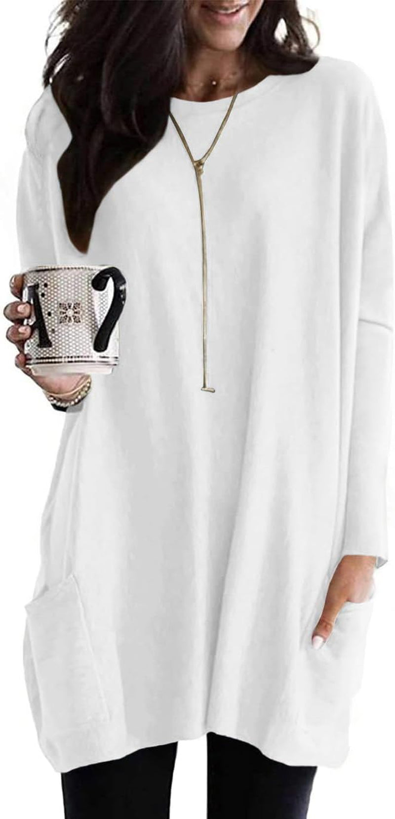 Naggoo Womens Long Sleeve Tunic Tops for Leggings with Pockets Fall Fashion 2025 Casual Long T Shirts