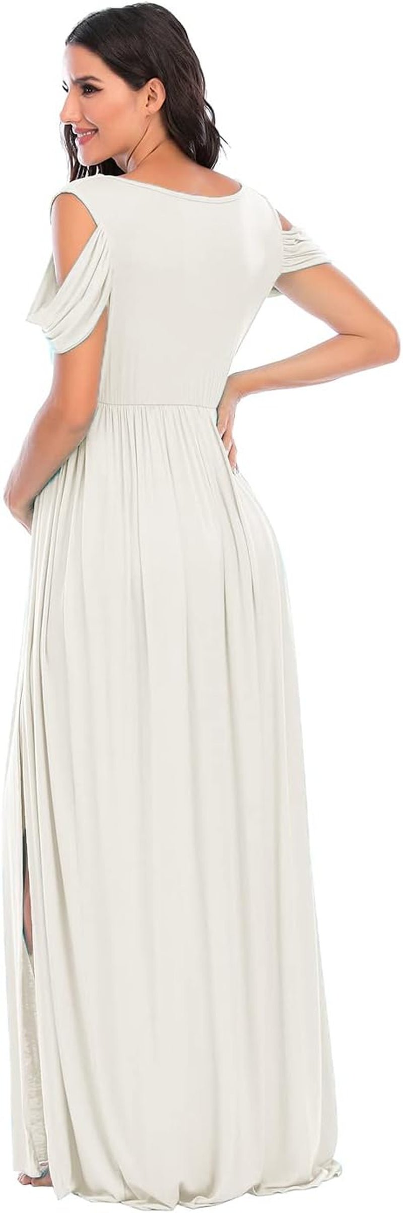 ZIUMUDY Maternity off Shoulder V Neck Wraped Photography Photoshoot Dress Maxi Baby Shower Dress