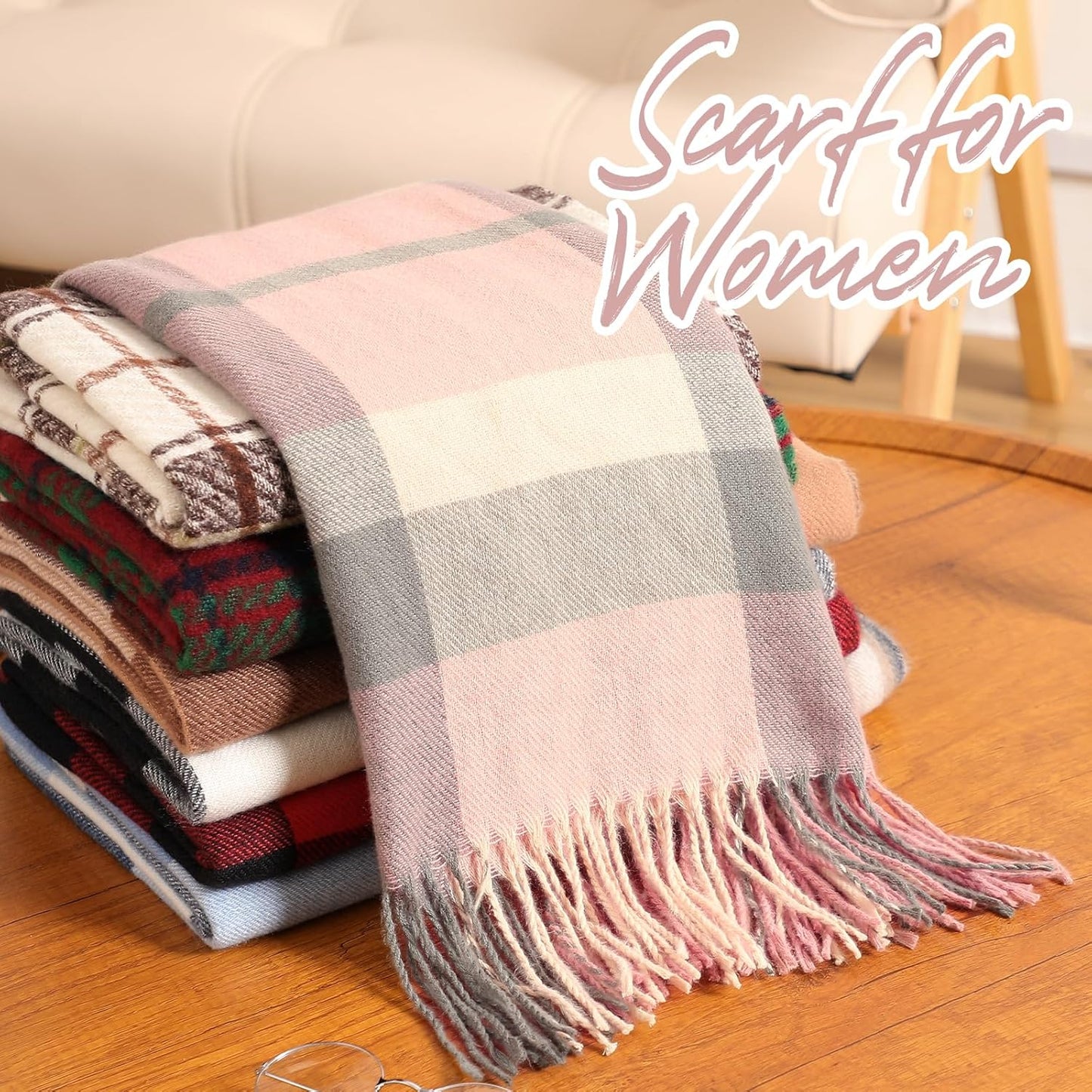 Pleneal Scarf for Women - Womens Winter/Fall Scarf,Long Plaid Shawls and Wraps, Cashmere Feel Blanket Pashmina Scarves