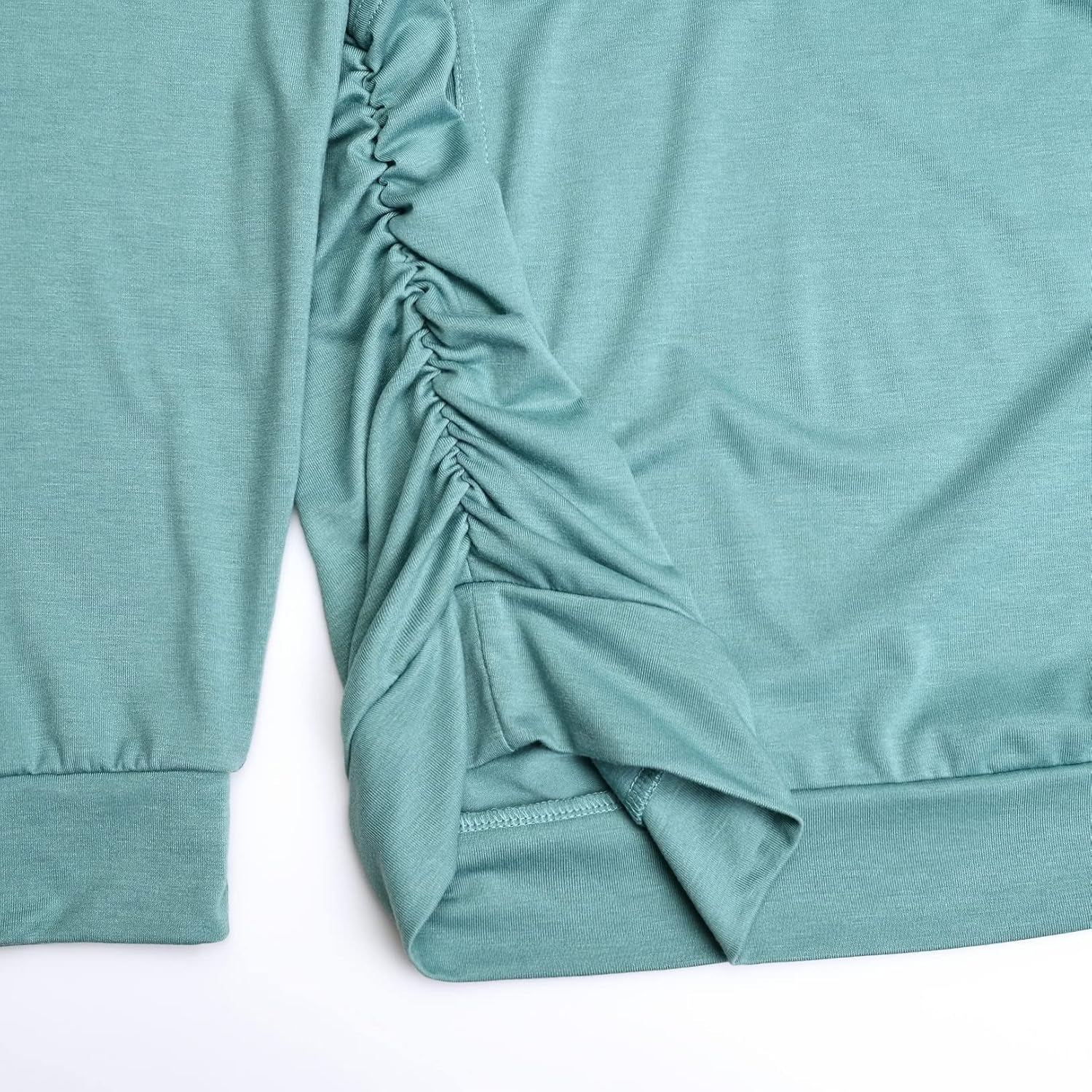 DEBELLY Maternity Shirt with Pocket Women'S Lapel Top Casual Pregnancy Long Sleeve Zipper Sweatshirt