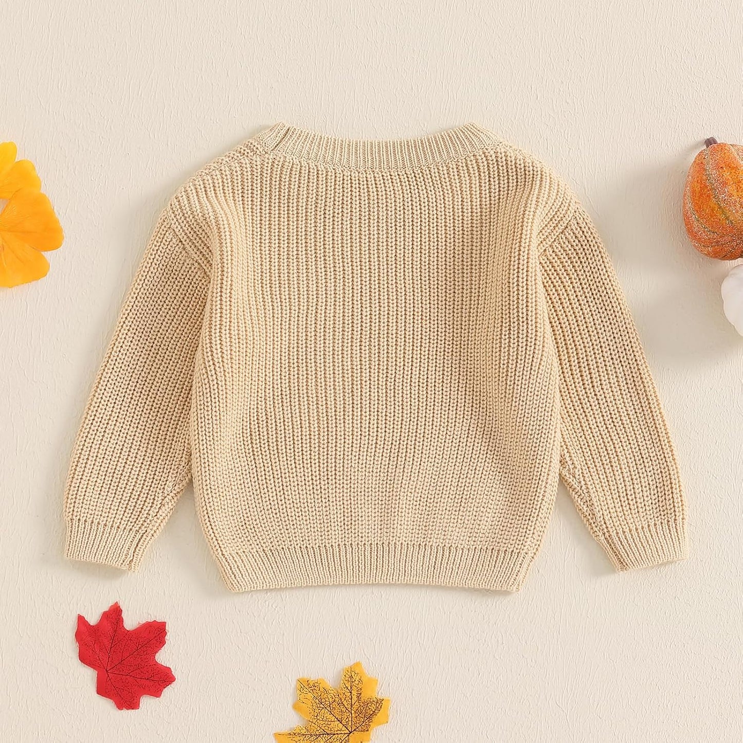Baby Halloween Sweater Pumpkin Print Long Sleeve Crewneck Embroidery Knit Sweatshirt Toddler Fall Winter Pullover