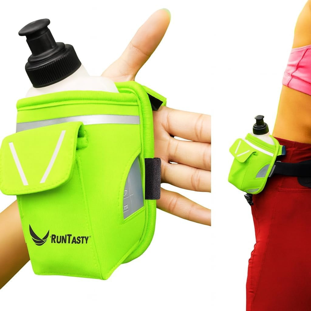 Running belt complete system with bottle and storage pockets