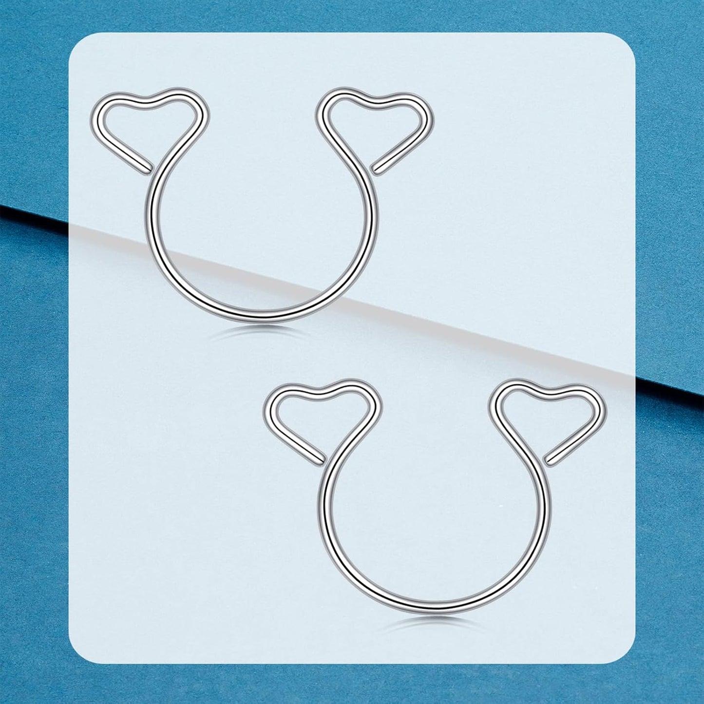 Longita 1Pair Non Piercing Nipple Jewelry Fake Nipple Rings Adjustable Cute Silver Heart Non-Piercing Faux Body Jewelry for Women Men Comfortable Valentine'S Day