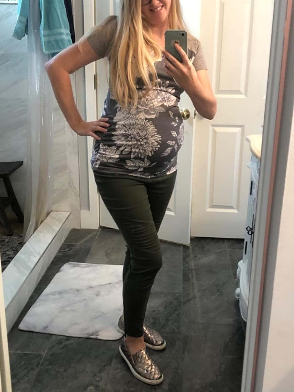 Bbhoping Women'S Maternity Tops Short & Long Sleeve Baseball Crew Neck Classic Side Ruched Pregnancy T-Shirt