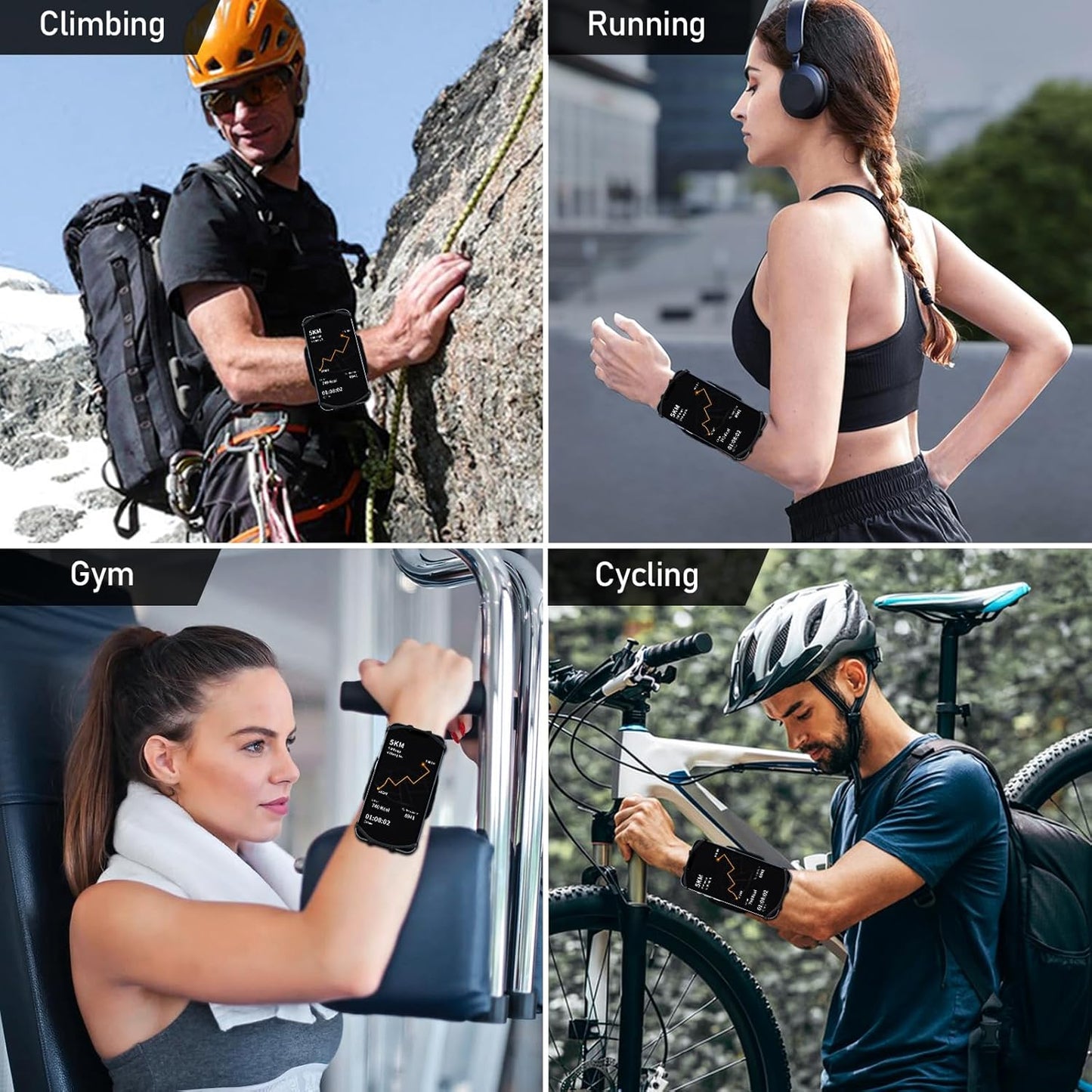 Side view of rotating sports phone armband with secure locking mechanism