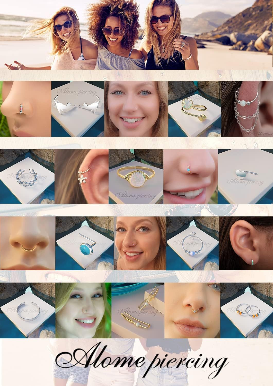 Fake Nose Rings for Women - Set of 2 Tiny Thin 20 Gauge 7Mm Faux Nose Piercing Hoops - Handmade 925 Sterling Silver 14K Gold Filled Clip on Nose Jewelry - No Piercing Needed - Gift Ready