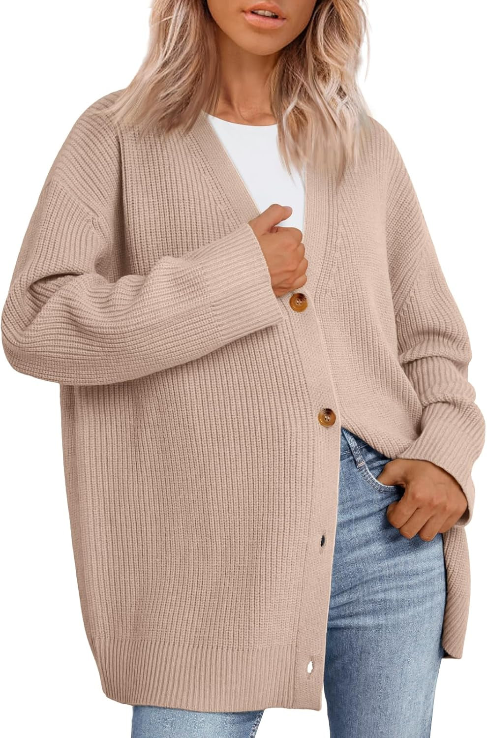 LILLUSORY Women Oversized Cardigan Sweater 2025 Fall Outfits Cloth Fashion V Neck Knit Button Front Casual Trendy Tops