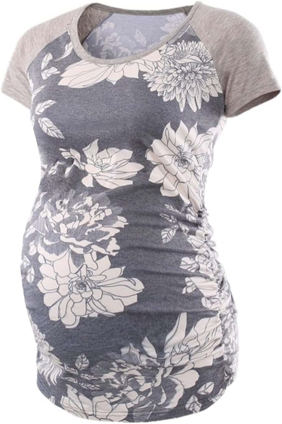 Bbhoping Women'S Maternity Tops Short & Long Sleeve Baseball Crew Neck Classic Side Ruched Pregnancy T-Shirt