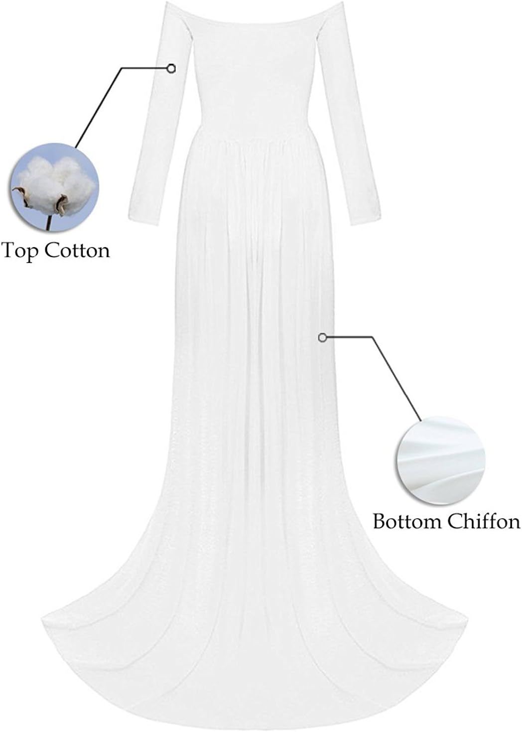 ZIUMUDY Maternity Maxi Chiffon Photography Dress Split Front Gown for Photoshoot