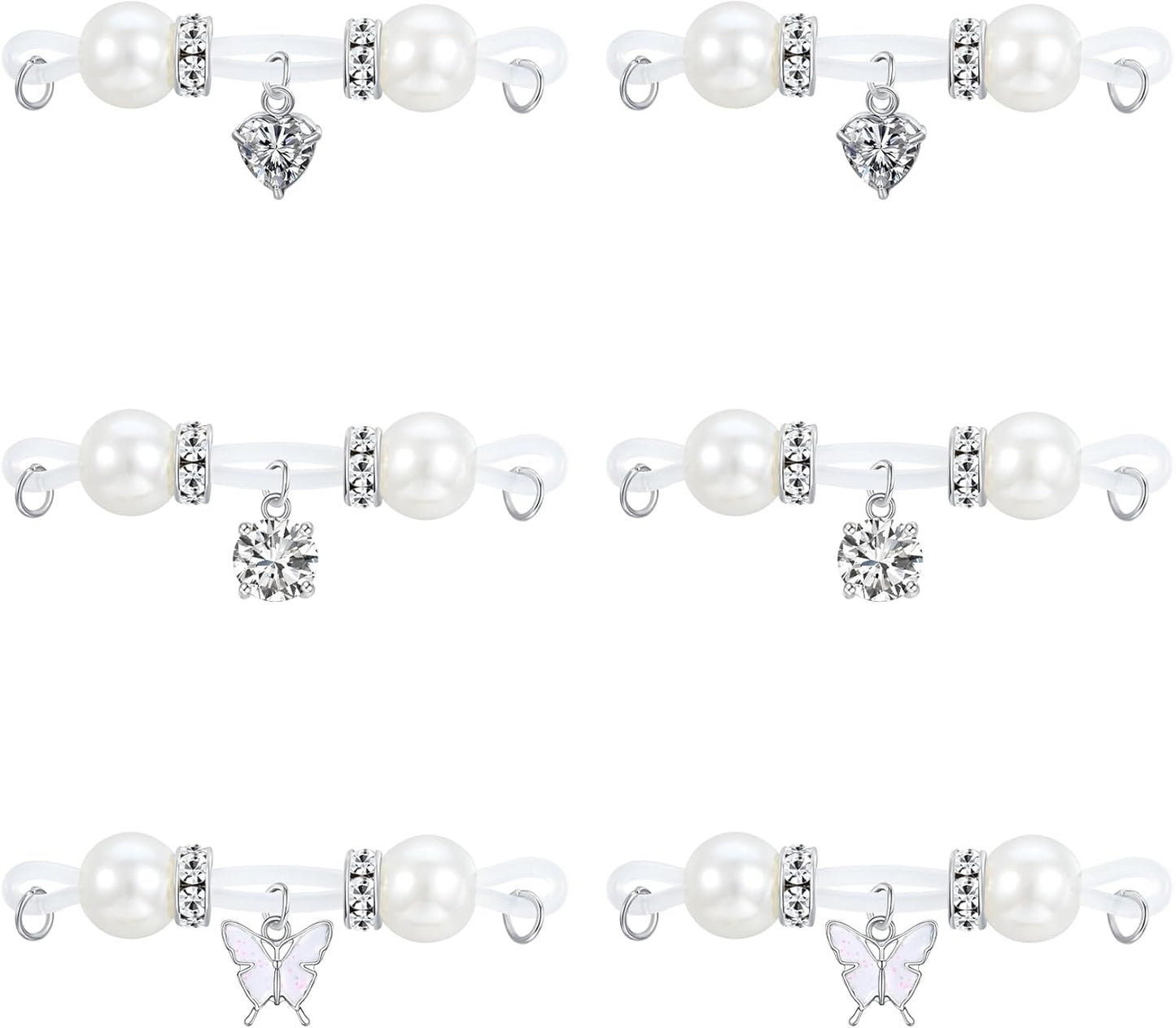 D.Bella Fake Nipple Rings Non Piercing Nipple Jewelry Bells Dangle Heart Butterfly Adjustable Nooses Faux Nipple Piercing Cute Body Jewelry