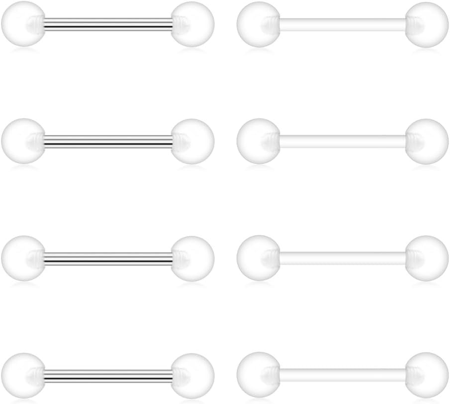 Ruifan Clear UV Flexible Bioflex Acrylic Body Piercing Jewelry Kit Set for Nose Septum Horseshoe Earring Eyebrow Tongue Nipple Lip Ring Stud 14G 16G