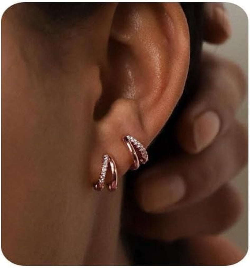 Gold Hoop Earrings for Women,14K Gold Plated Huggie Hoop Earrings for Gift