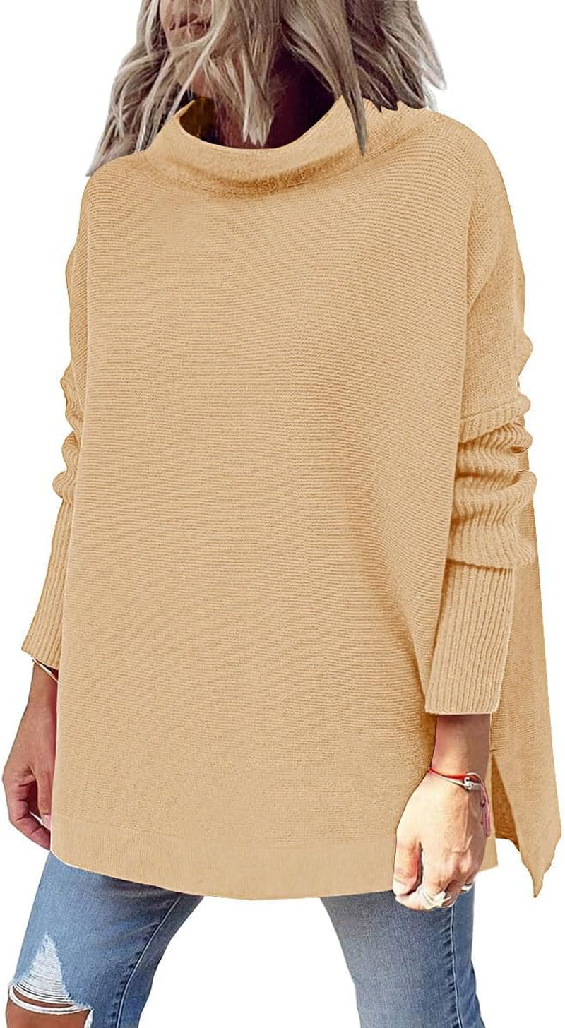 LILLUSORY Women'S Mock Turtleneck Sweater Oversized Long Sleeve Casual Knit Pullover Tunic Tops Wear with Leggings