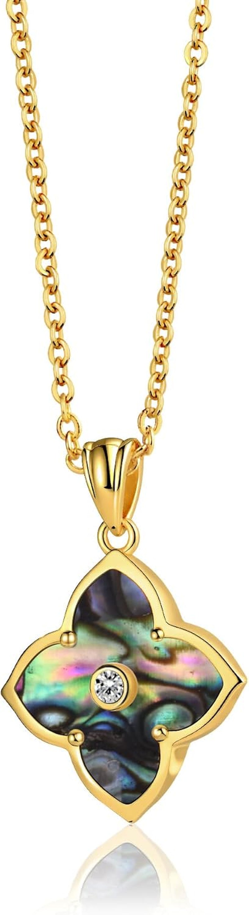 Shinybox Gold Necklace for Women Non Tarnish 14K Gold Filled Necklace Dainty Pendant with Cubic Zirconia Adjustable Chain Choker Lucky Charm Jewelry Gift