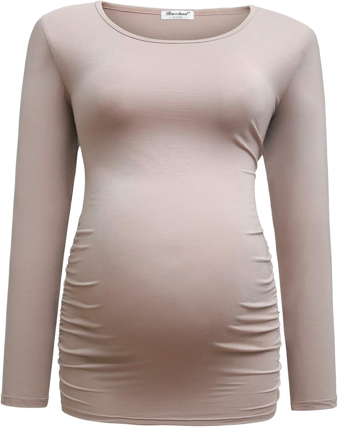 Bearsland Womens Maternity Long Sleeve Tshirt 3 Packs Classic Side Ruched Tee Top Mama Pregnancy Clothes