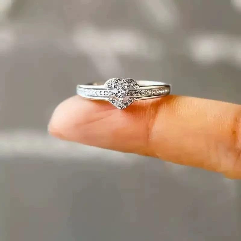 I Choose Me Layered Heart Rings for Woman, 2PCS S925 Self-Love Heart Ring Remind You That Self-Love Is the Best Kind of Love, Inspirational Encouraged Ring Jewelry Gift for Her