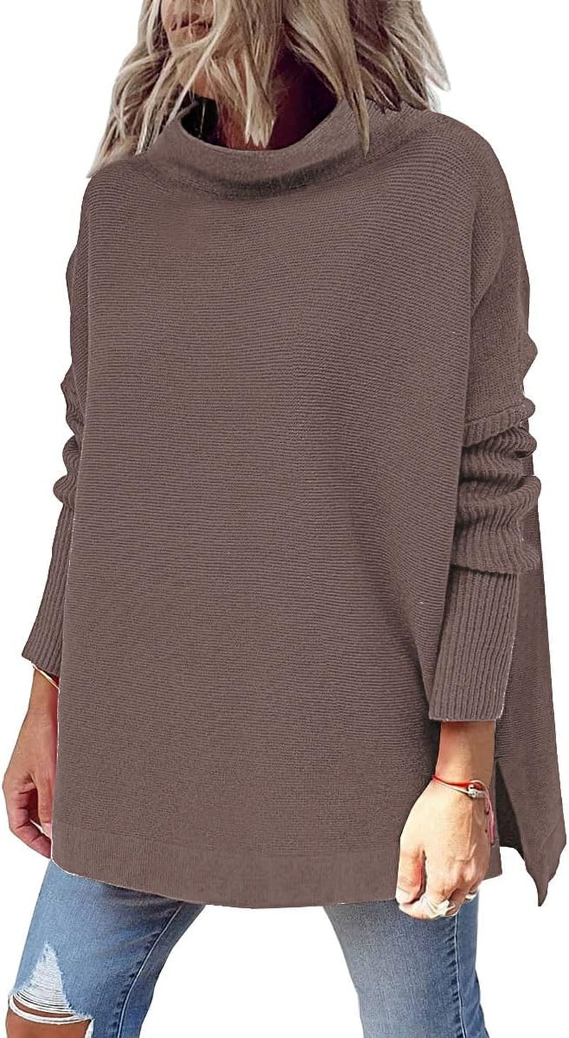 LILLUSORY Women'S Mock Turtleneck Sweater Oversized Long Sleeve Casual Knit Pullover Tunic Tops Wear with Leggings