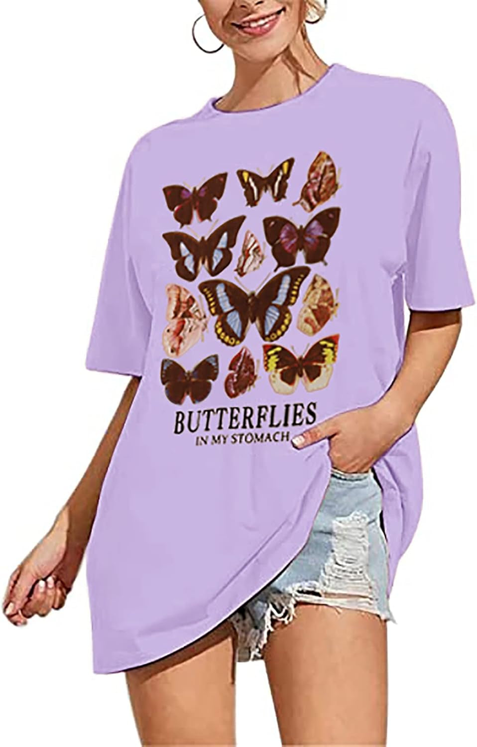 Meladyan Women’S Oversize Graphic Printed Loose Tee Short Sleeve round Neck Loose Tee Shirts Tops