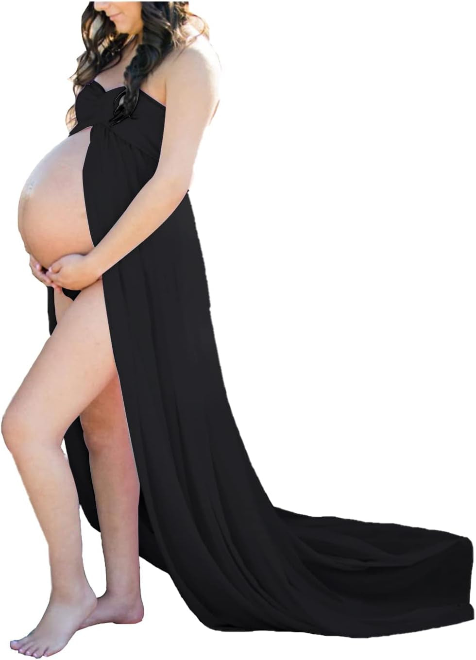 Mommy Jennie Maternity Dress for Photoshoot Sleeveless Open Front Photography Gown