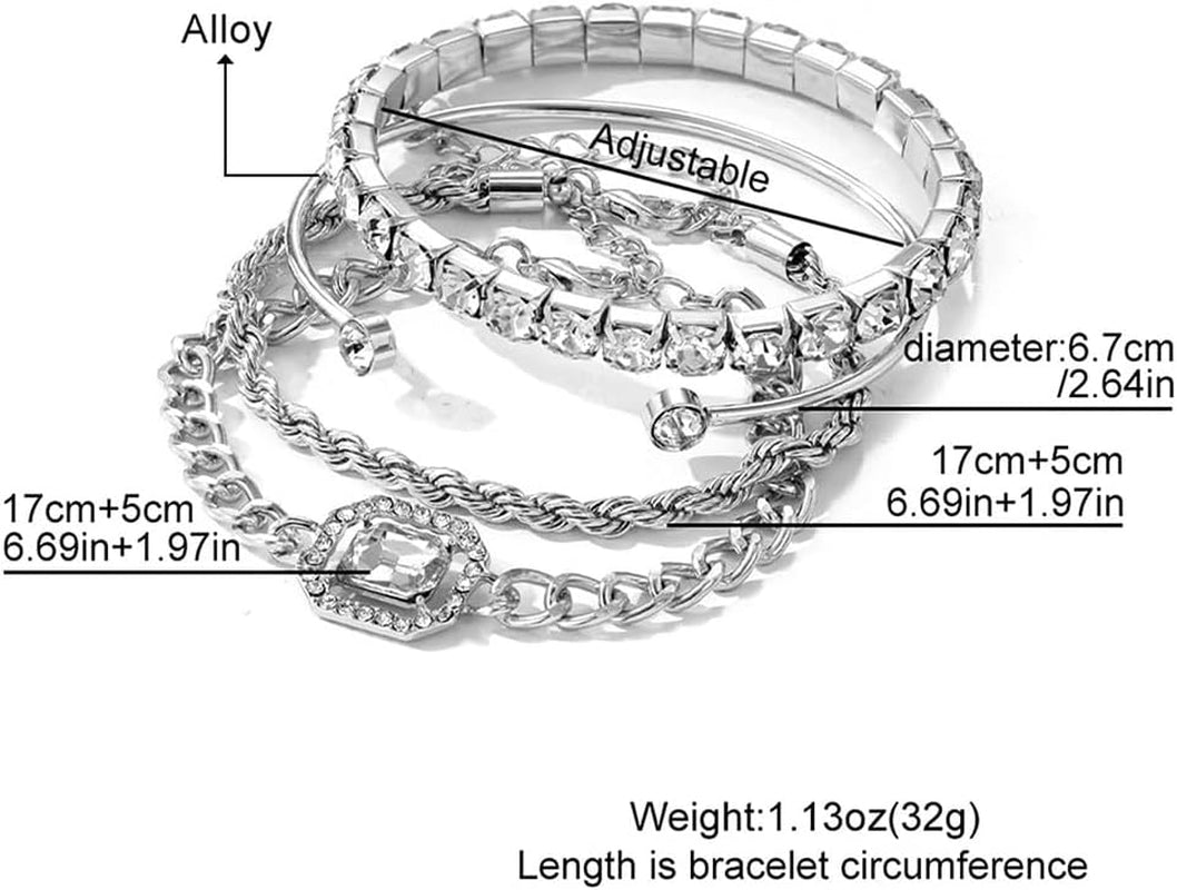 Complete four-piece bracelet set in gold and silver with all styles