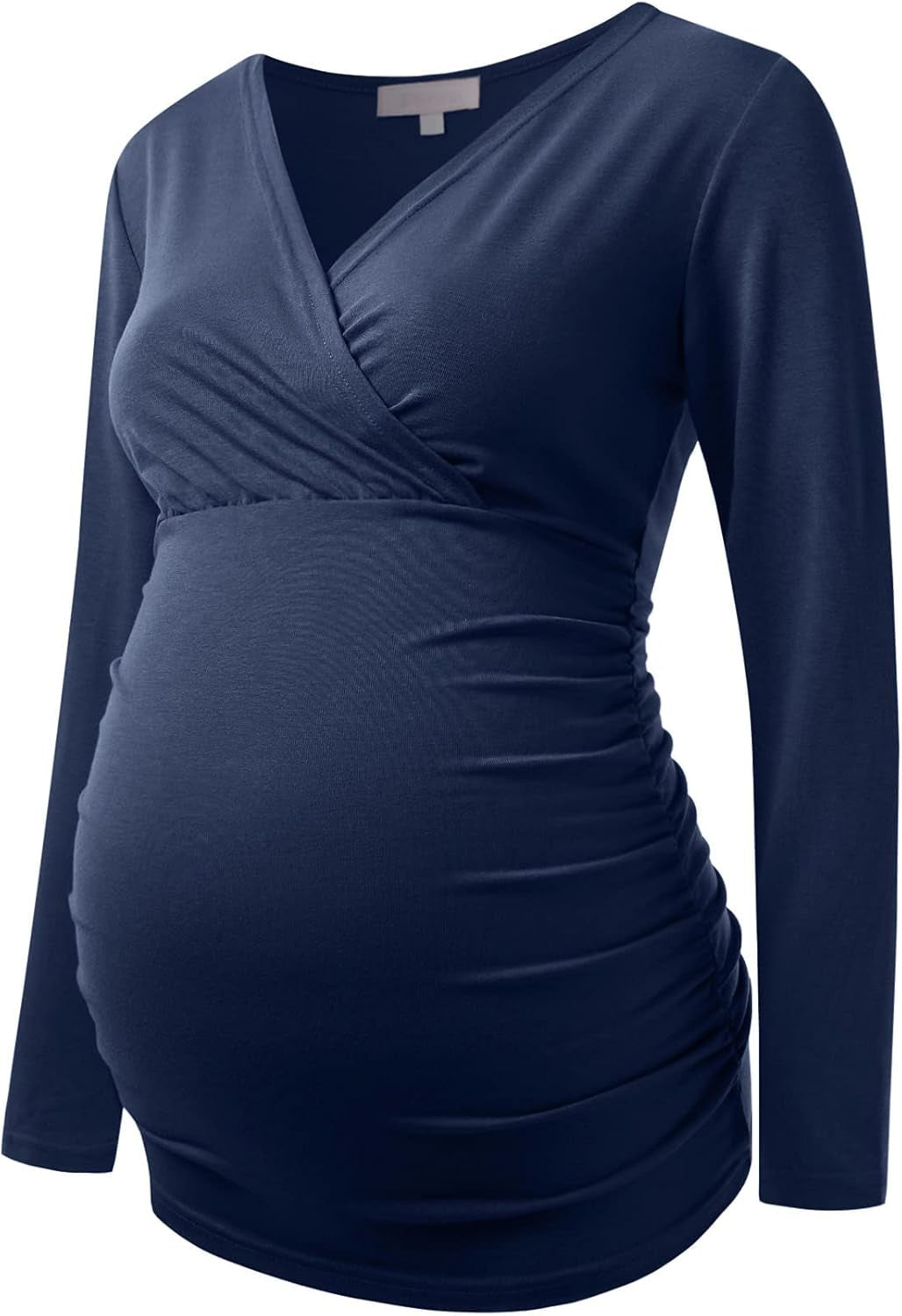 Maternity Shirt Long Sleeve Top Wrap V Neck Blouse Cross over Nursing Tshirt