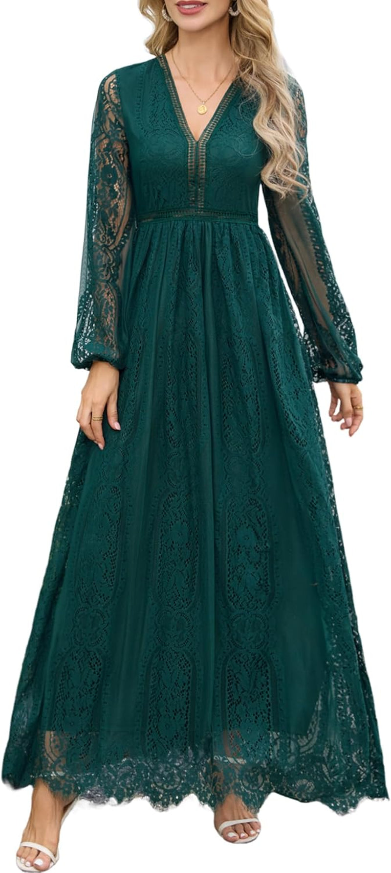 HOYISHION Women'S off the Shoulder Floral Lace Maxi Dress White Bridesmaid Wedding Party Maternity Photoshoot Long Dresses