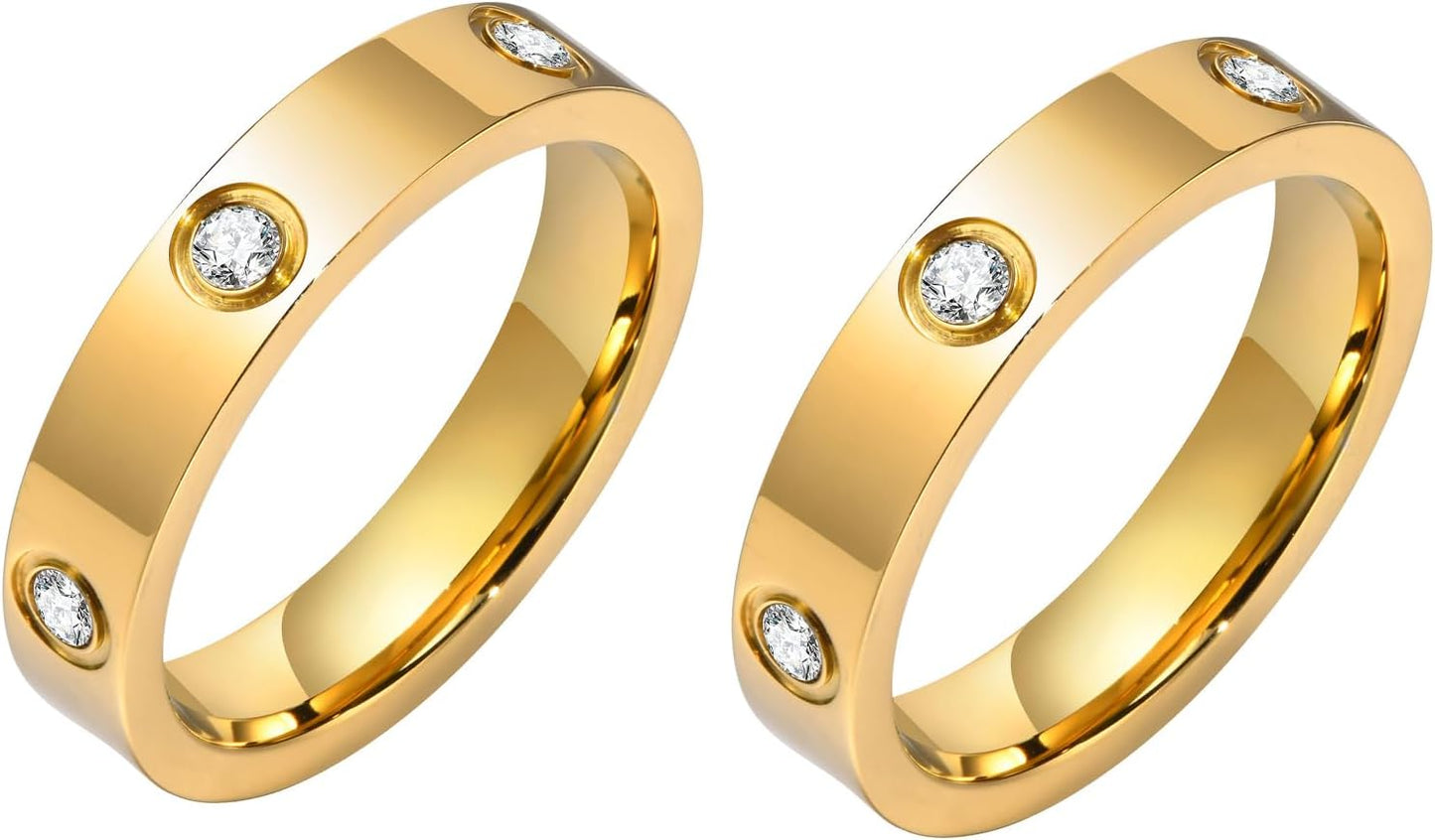 Stainless steel gold ring flat lay birthday gift packaging