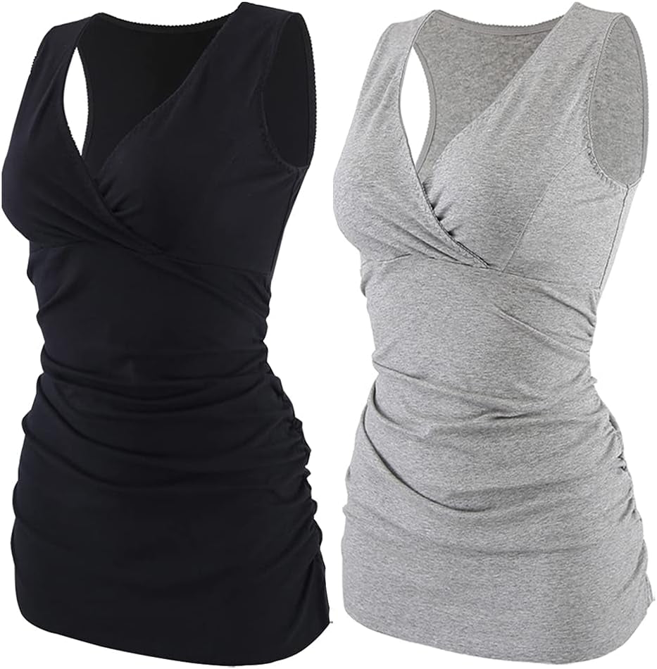 COLOMI Maternity Nursing Tank Top Women Maternity Pajama Tops Nursing Cami Sleep Bra for Breastfeeding