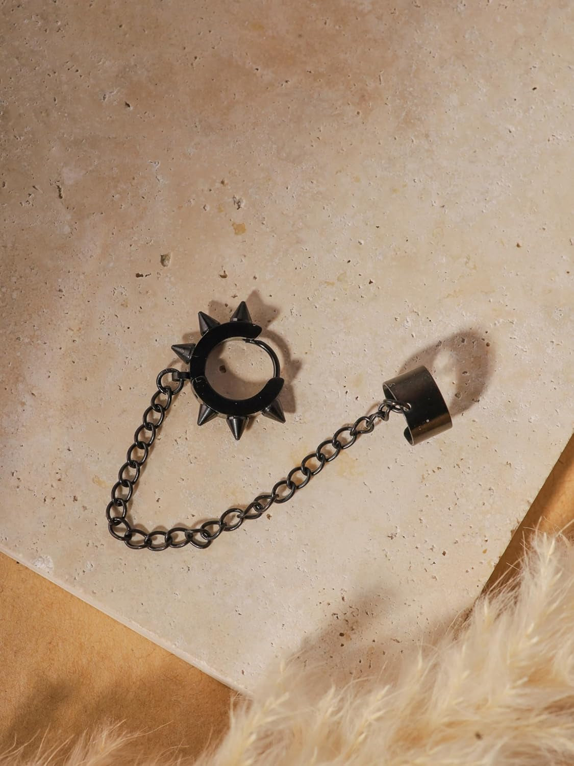 Sacina Goth Punk Black Ear Cuff Spike Earrings, Gothic Emo Punk Grunge Earrings, Goth Jewelry, Christmas Jewelry Gifts for Women