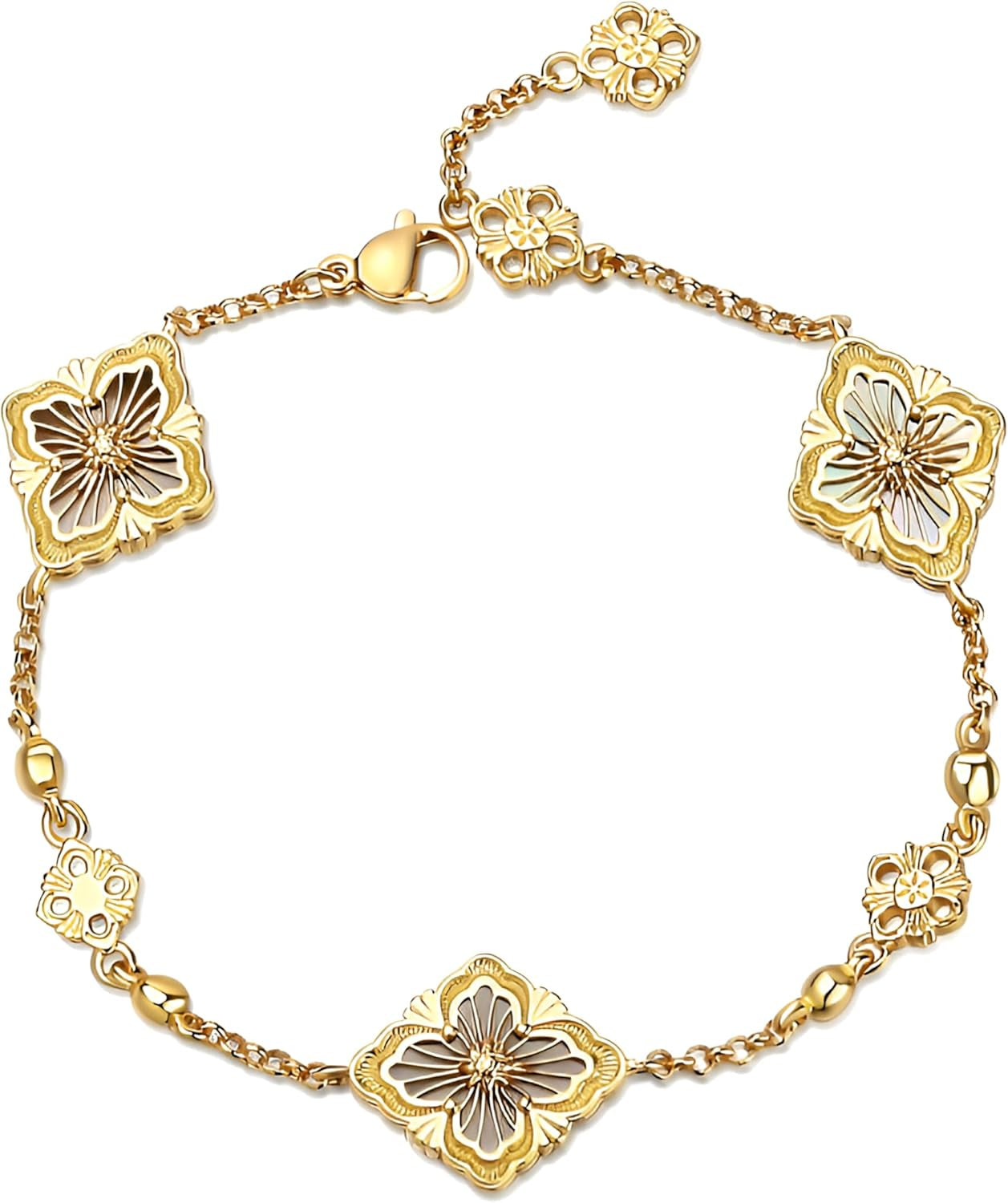 18K Gold Plated Clover Lucky Love Bangle Bracelet Set for Women, Non Tarnish Stacking Friendship Bracelet Set, Christmas Anniversary Birthday Gift